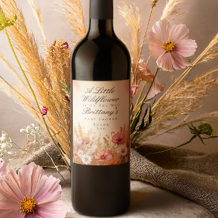 Elegant Autumn Meadow Wildflower Baby Shower Wine Label