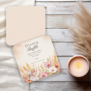 Elegant Autumn Meadow Wildflower Diaper Raffle Enclosure Card