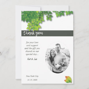 Elegant Autumn Oak Minimalist Wedding Thank you Invitation