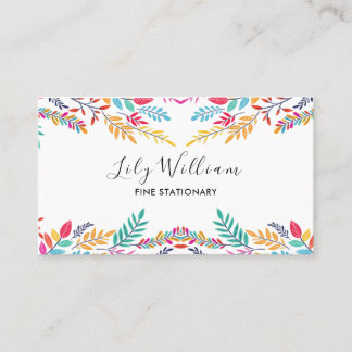 Elegant Autumn Pattern Floral Business Card