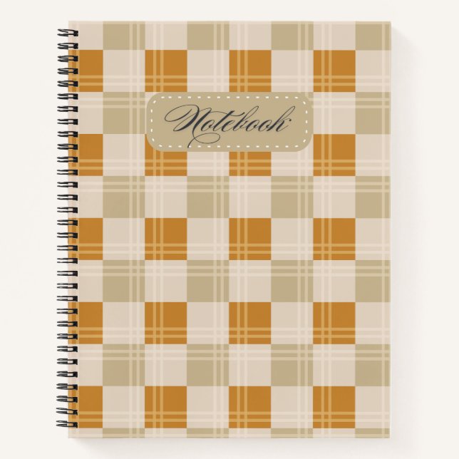 Elegant Autumn Plaid Notebook Cozy Check Pattern  (Front)