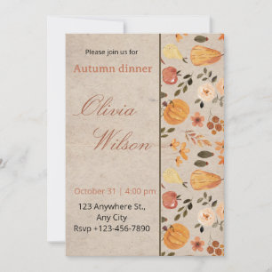 Elegant Autumn Potluck Dinner Invitation Card