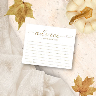 Elegant Autumn Pumpkin Bridal Shower Advice Card