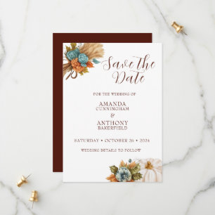 Elegant Autumn Pumpkin Fall Wedding Invitation
