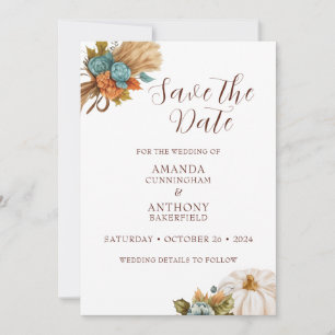 Elegant Autumn Pumpkin Fall Wedding Save the Date 