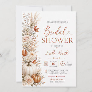 Elegant Autumn Pumpkin Floral Bridal Shower Invitation