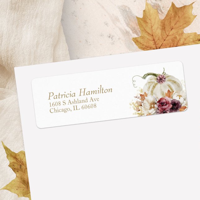 Elegant Autumn Pumpkin Wedding Return Addresss (Creator Uploaded)
