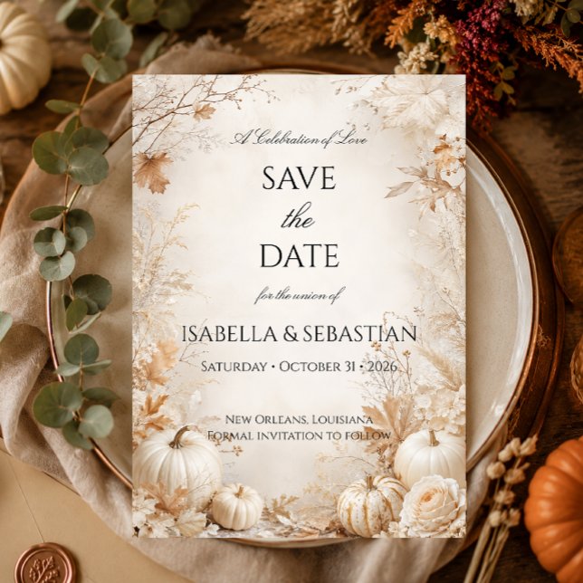 Elegant Autumn Pumpkin Wedding Save The Date (Creator Uploaded)