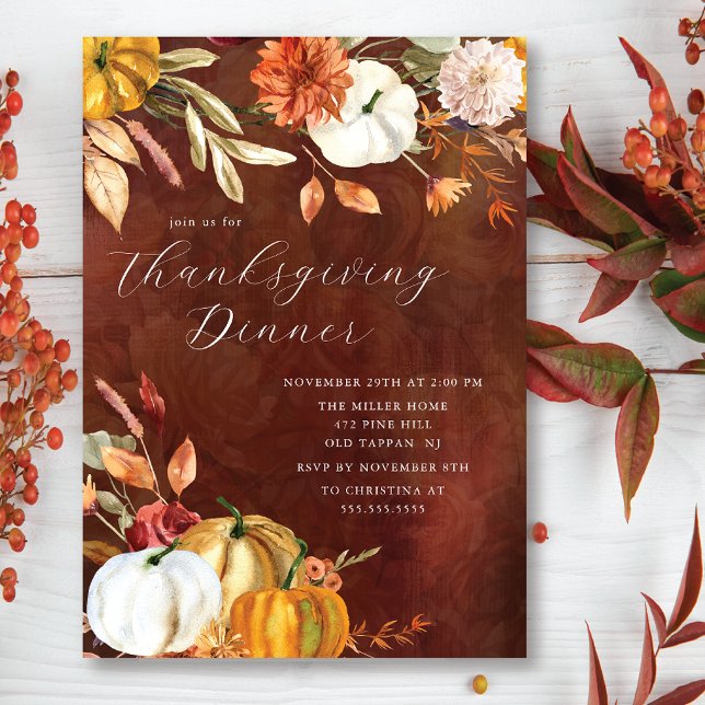 Elegant Autumn Pumpkins Thanksgiving Invitation (Creator Uploaded)