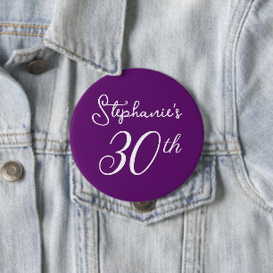 Elegant Autumn Purple Monogram 30th Birthday Party 10 Cm Round Badge