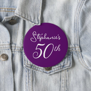 Elegant Autumn Purple Monogram 50th Birthday Party 10 Cm Round Badge