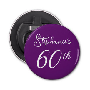 Elegant Autumn Purple Monogram 60th Birthday Party Bottle Opener