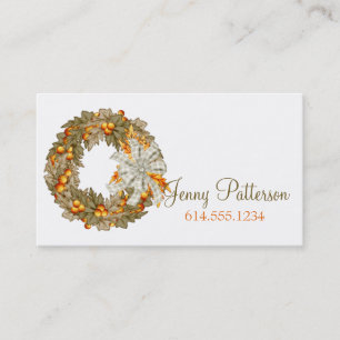 Elegant Autumn Season Wreath Business Card 6