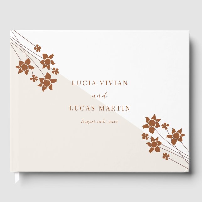 Elegant Autumn Side Floral Wedding  Guest Book (Front)