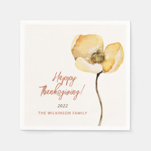 Elegant Autumn Simple Floral Thanksgiving Napkin