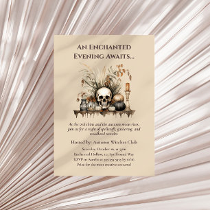 Elegant Autumn Skull and Candles Witch Party  Invitation