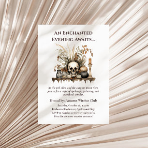 Elegant Autumn Skull and Candles Witch Party  Invitation