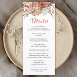 Elegant Autumn Terracotta Floral Wedding Flat Menu<br><div class="desc">A gorgeous Fall Autumn wedding menu card. Personalise it with your wedding menu and names and date. Designed for you by Blackberry Boulevard.</div>