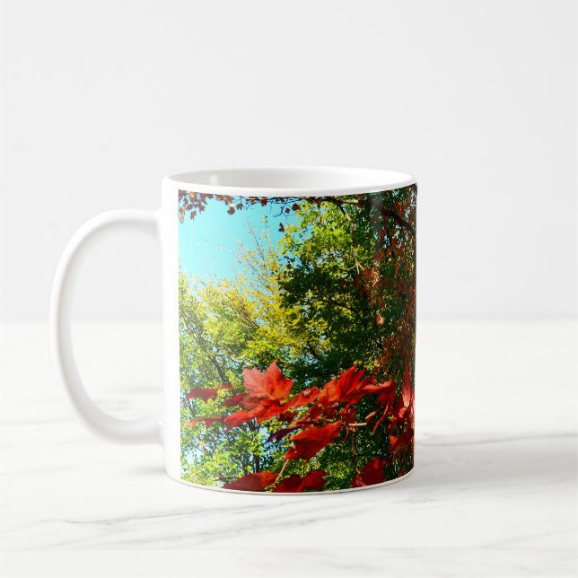 Elegant Autumn trees red pink leaves  Coffee Mug (Left)