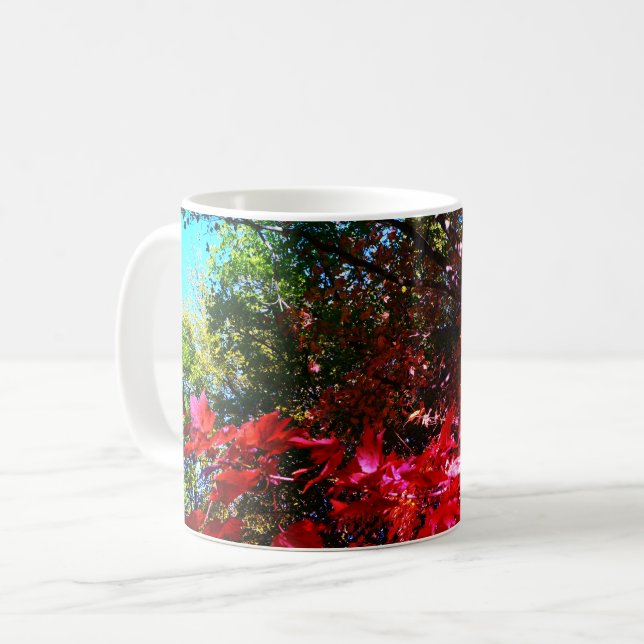 Elegant Autumn trees red pink leaves  Coffee Mug (Front Left)
