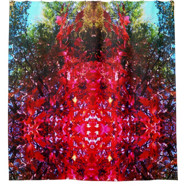 Elegant Autumn trees red pink leaves  Shower Curtain (Front)