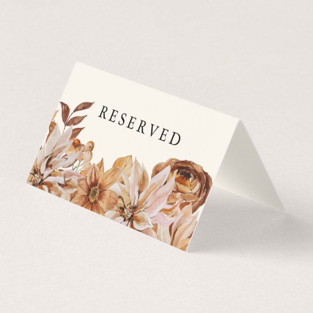 Elegant Autumn Watercolor Ecru Wedding Reserved (Front)