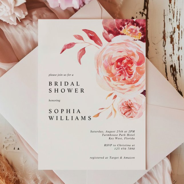 Elegant Autumn Watercolor Floral Bridal Shower Invitation (Creator Uploaded)