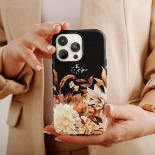 Elegant Autumn Watercolor Floral w/ Name Case-Mate iPhone Case