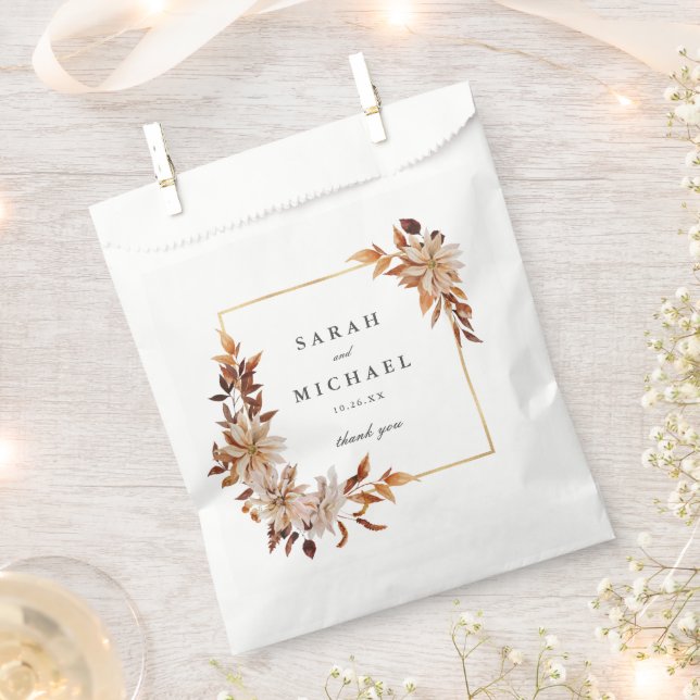 Elegant Autumn Watercolor Floral | Wedding  Favour Bags (Clipped)