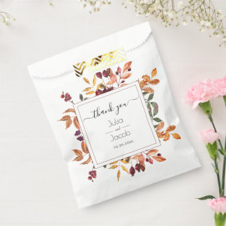 Elegant Autumn Watercolor Floral Wedding Favour Bags
