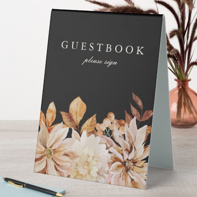 Elegant Autumn Watercolor Floral Wedding Guestbook (In SItu (Table))