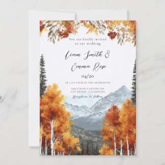 Elegant Autumn Watercolor Floral Wedding Invitation