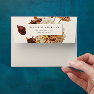 Elegant Autumn Watercolor Floral Wedding Thank You Envelope