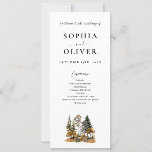 Elegant Autumn Watercolor Forest Wedding Program