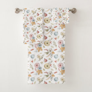 Elegant Autumn Watercolor Pattern Bath Towel Set