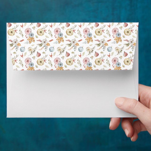 Elegant Autumn Watercolor Pattern Envelope (Hand)