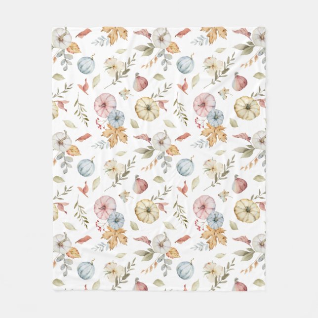 Elegant Autumn Watercolor Pattern Fleece Blanket (Front)