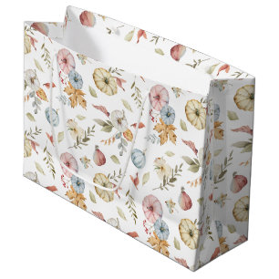 Elegant Autumn Watercolor Pattern Large Gift Bag