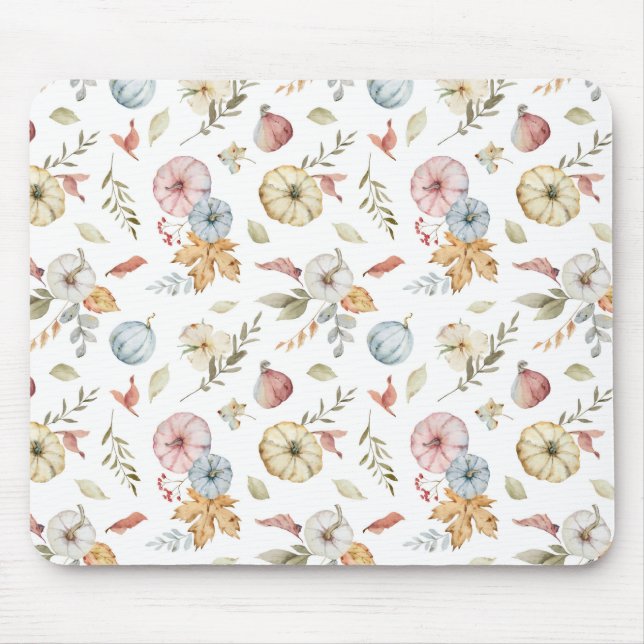 Elegant Autumn Watercolor Pattern Mouse Mat (Front)