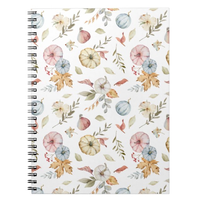 Elegant Autumn Watercolor Pattern Notebook (Front)