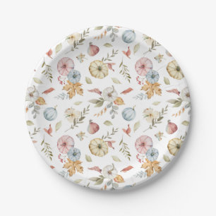 Elegant Autumn Watercolor Pattern Paper Plate