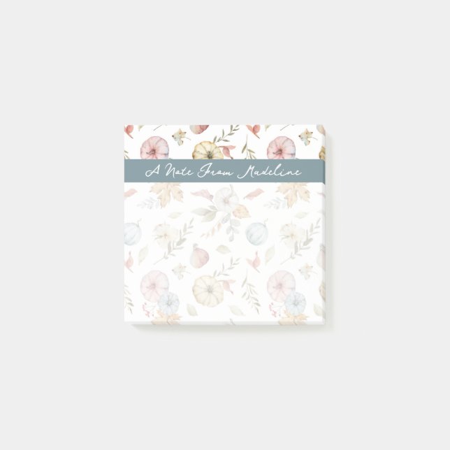 Elegant Autumn Watercolor Pattern Post-it Notes (Front)