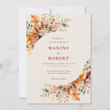 Elegant Autumn Watercolor QR Code Photo Wedding