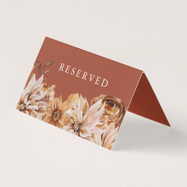 Elegant Autumn Watercolor Rust Wedding Reserved (Front)