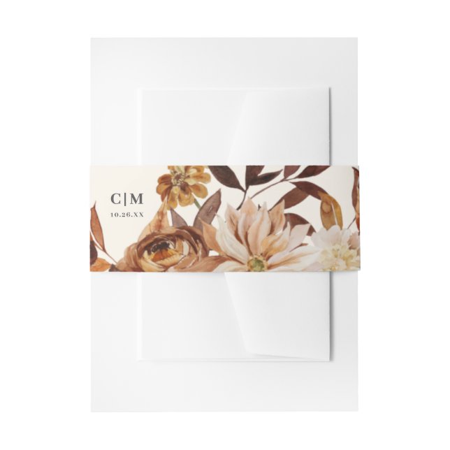 Elegant Autumn Watercolor Wedding  Invitation Bell Invitation Belly Band (Front Example)