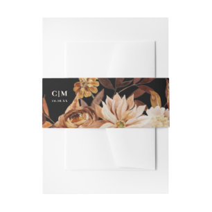 Elegant Autumn Watercolor Wedding  Invitation Bell Invitation Belly Band