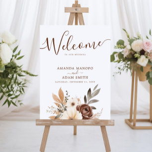 Elegant Autumn Watercolor Wedding Welcome Acrylic Sign