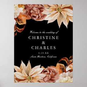 Elegant Autumn Watercolor Wedding Welcome Sign