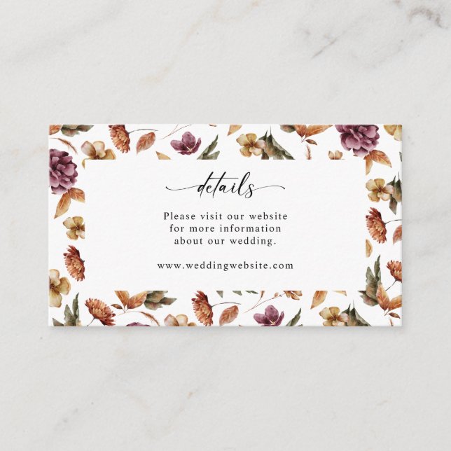 Elegant Autumn Wedding Enclosure Card (Front)