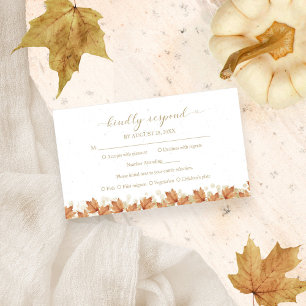 Elegant Autumn White Pumpkin Floral Wedding RSVP Enclosure Card